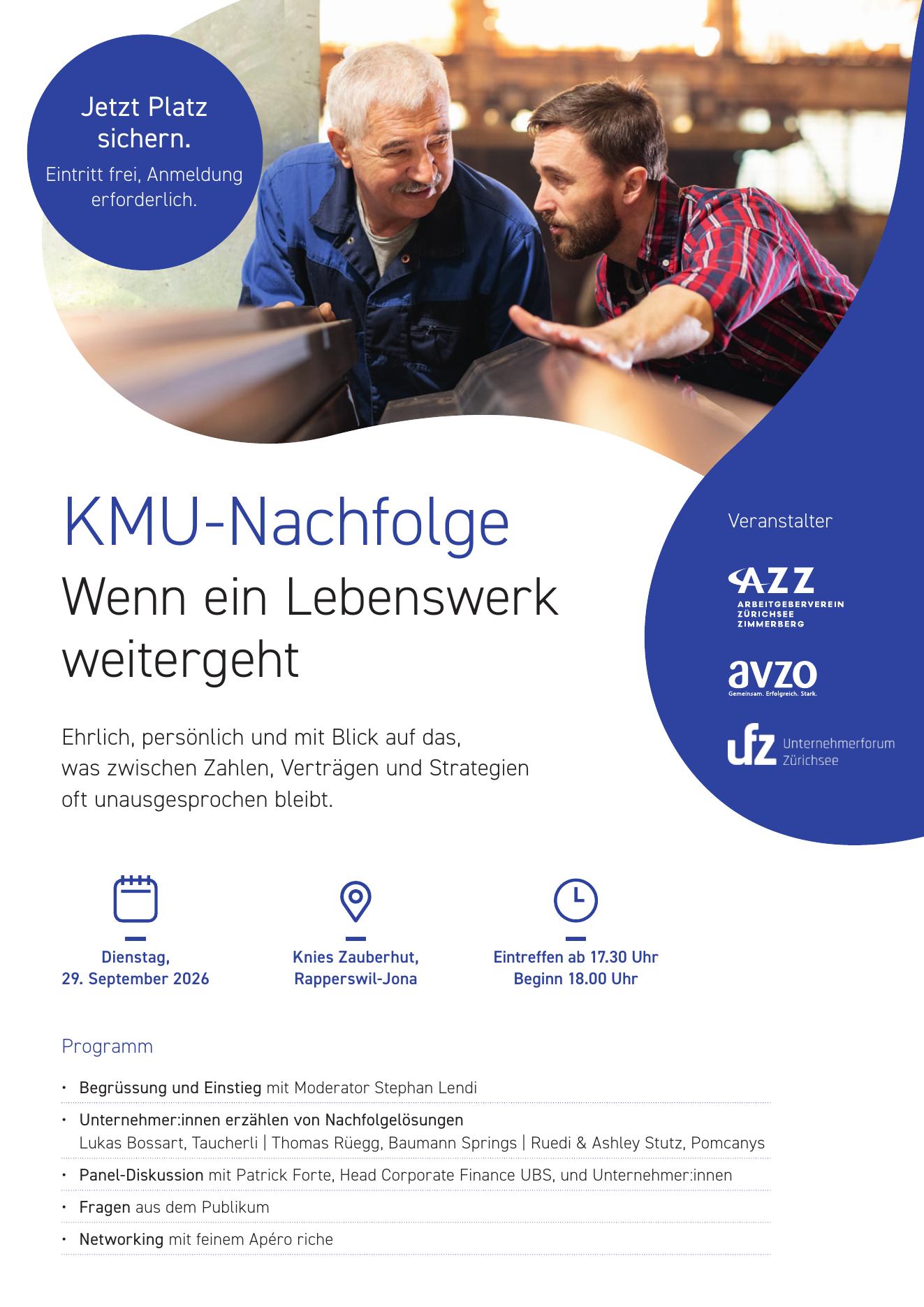 Flyer zur Veranstaltung KMU-Nachfolge